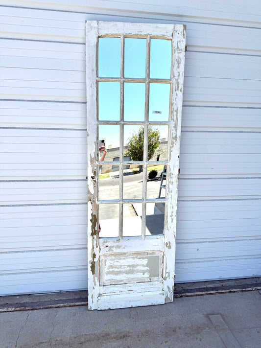 15 Pane Double-Sided Mirrored Single Antique Door