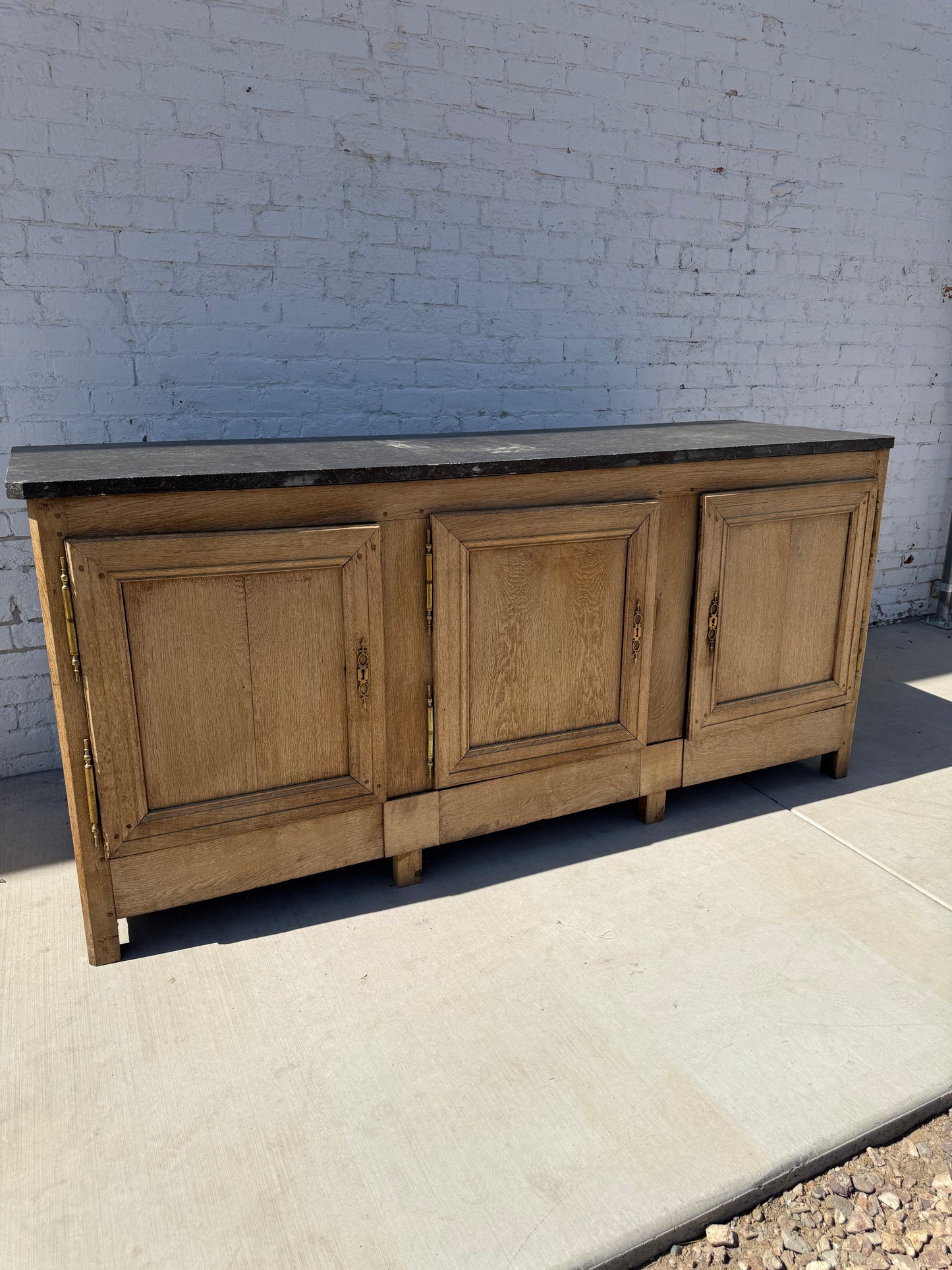 Bleached Oak Sideboard With Marble Top, c.1850 from Bretagne Region of France