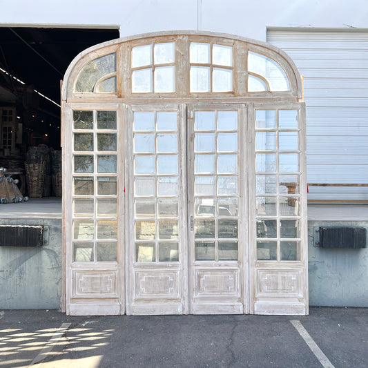 Set of Painted Arched Doors and Transom w/68 Panes