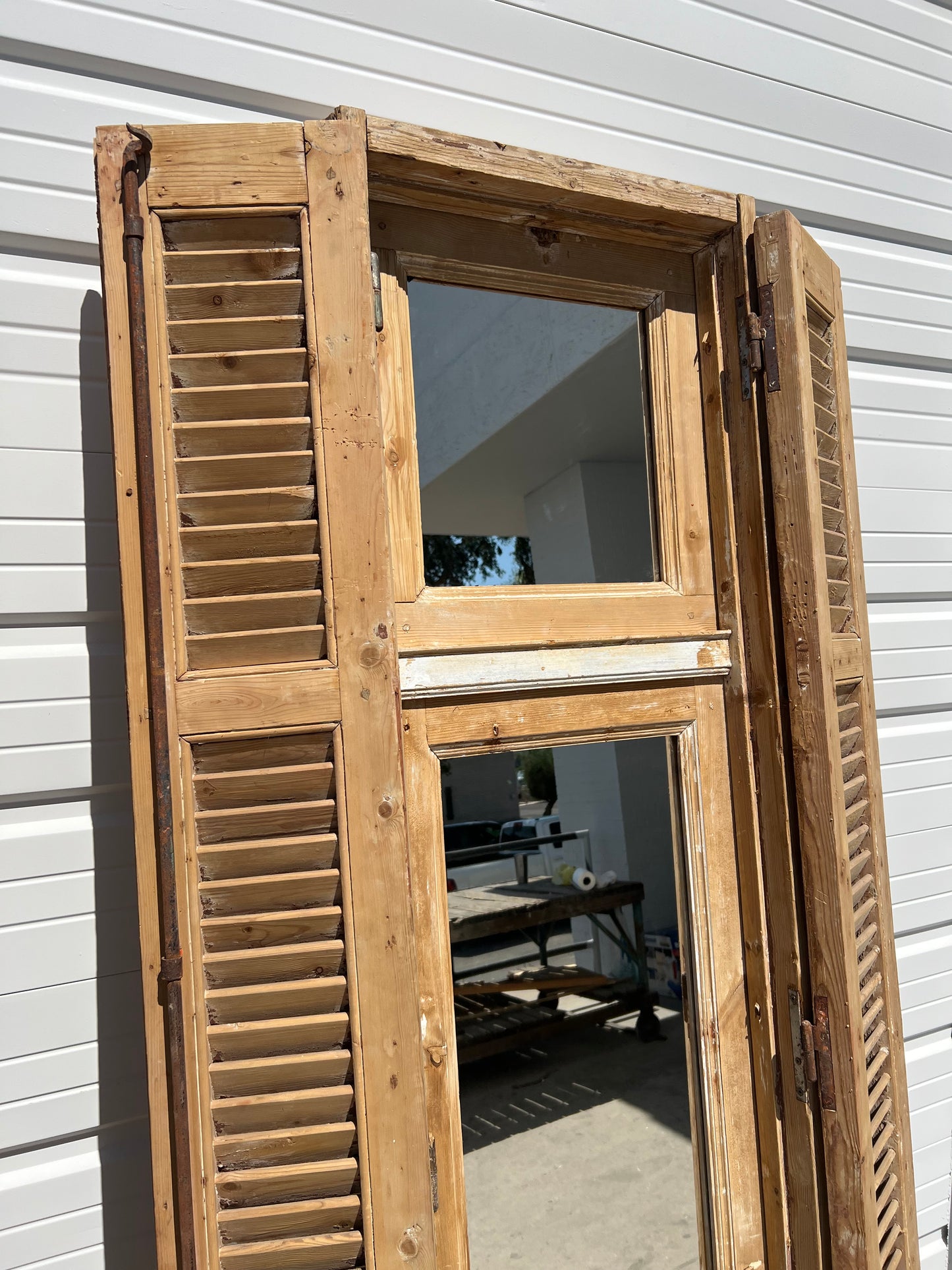 Rectangle Single Pane Mirrored Window and Transom Shutter Set