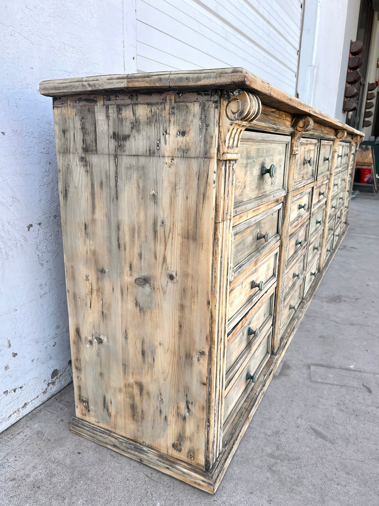 19th C. French 30 Drawer Apothecary Counter