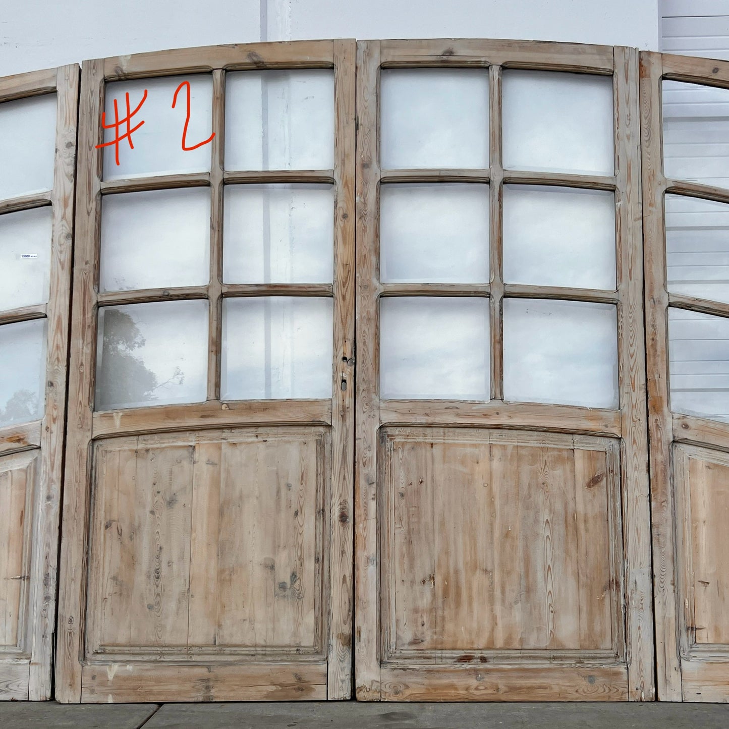 Set of Arched Washed Wood Doors w/24 Lites