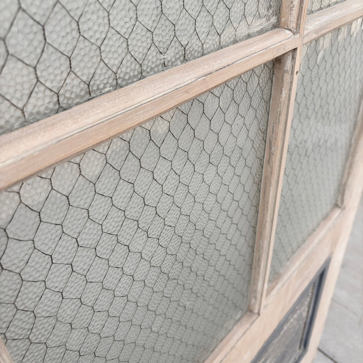 Vintage Wooden Door with Chicken Wire Glass