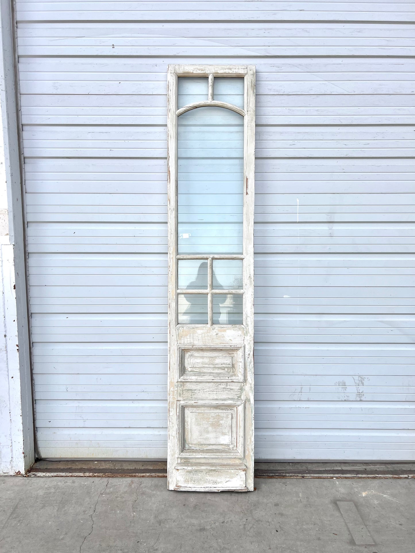 Single 2 Panel 7 Lite Washed Wood French Antique Door