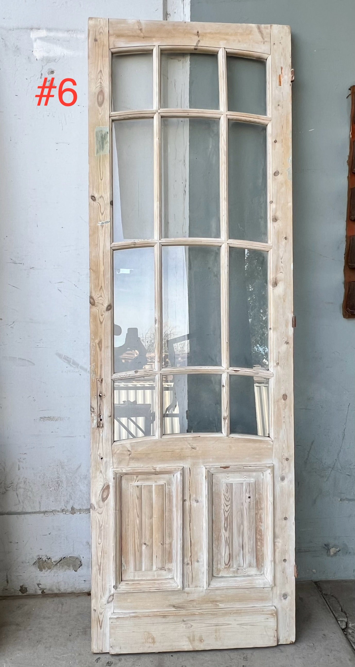 Single Washed Wood Door w/12 Glass Panes
