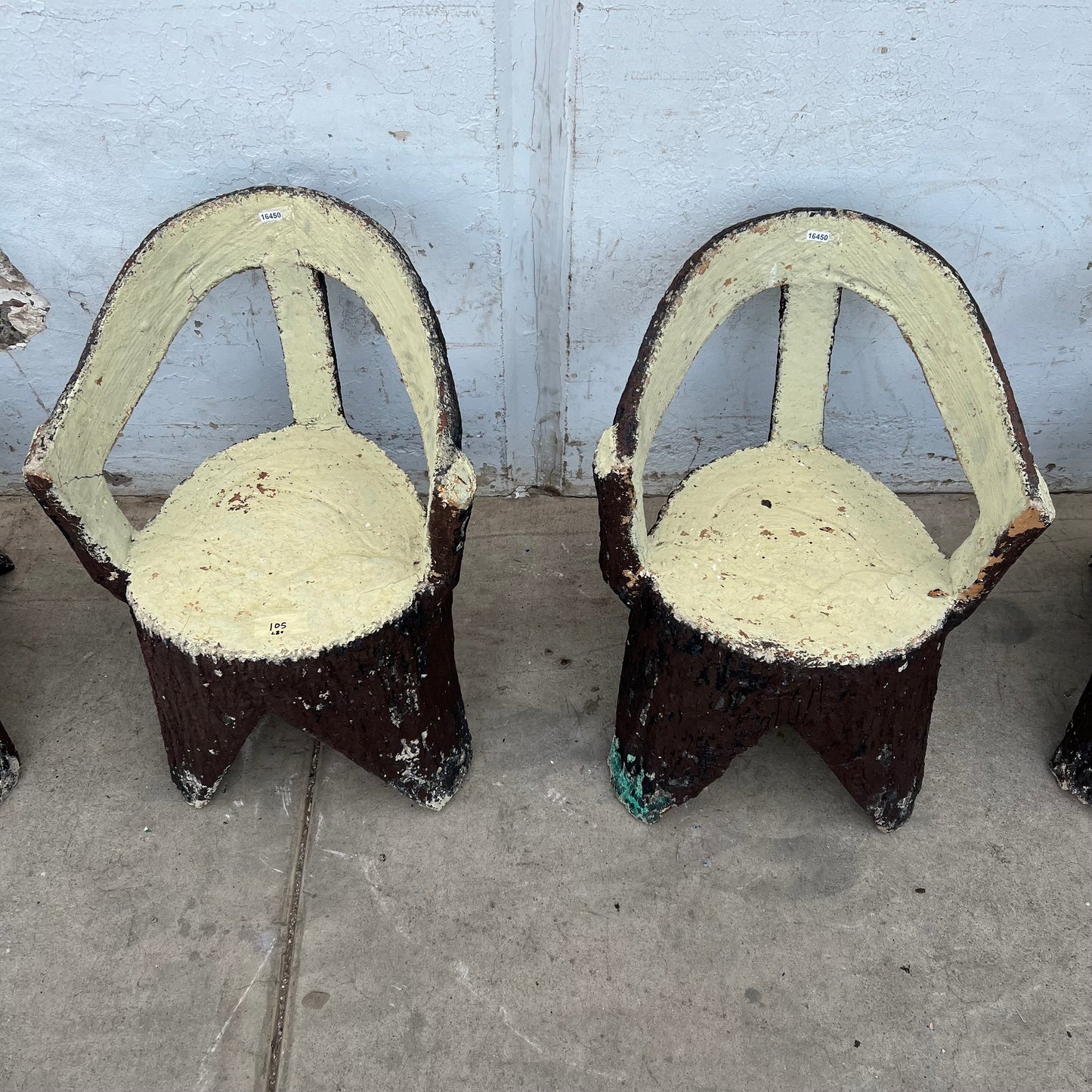 Set of 4 Painted Faux Bois Chairs