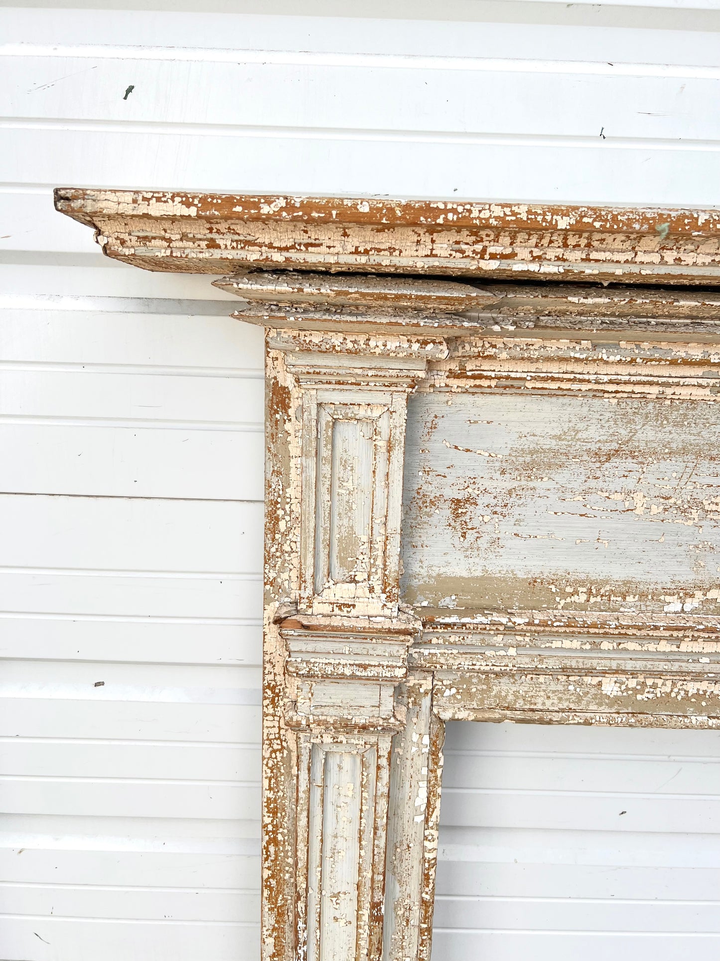 Early Wooden Painted Fireplace Mantle