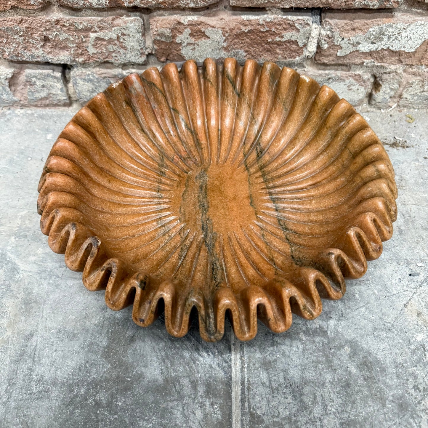 Medium Terra Cotta Marble Ruffle Bowl