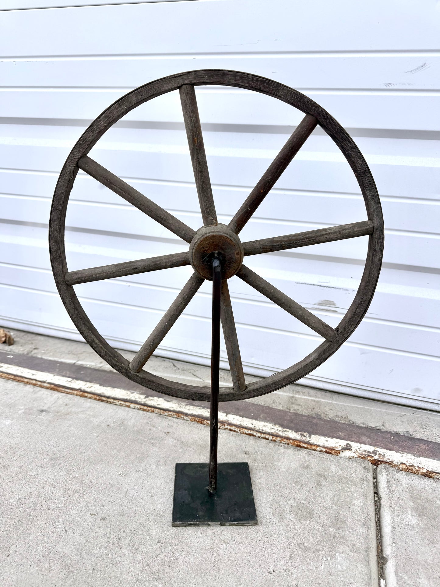 Antique Wooden Wheel on Stand