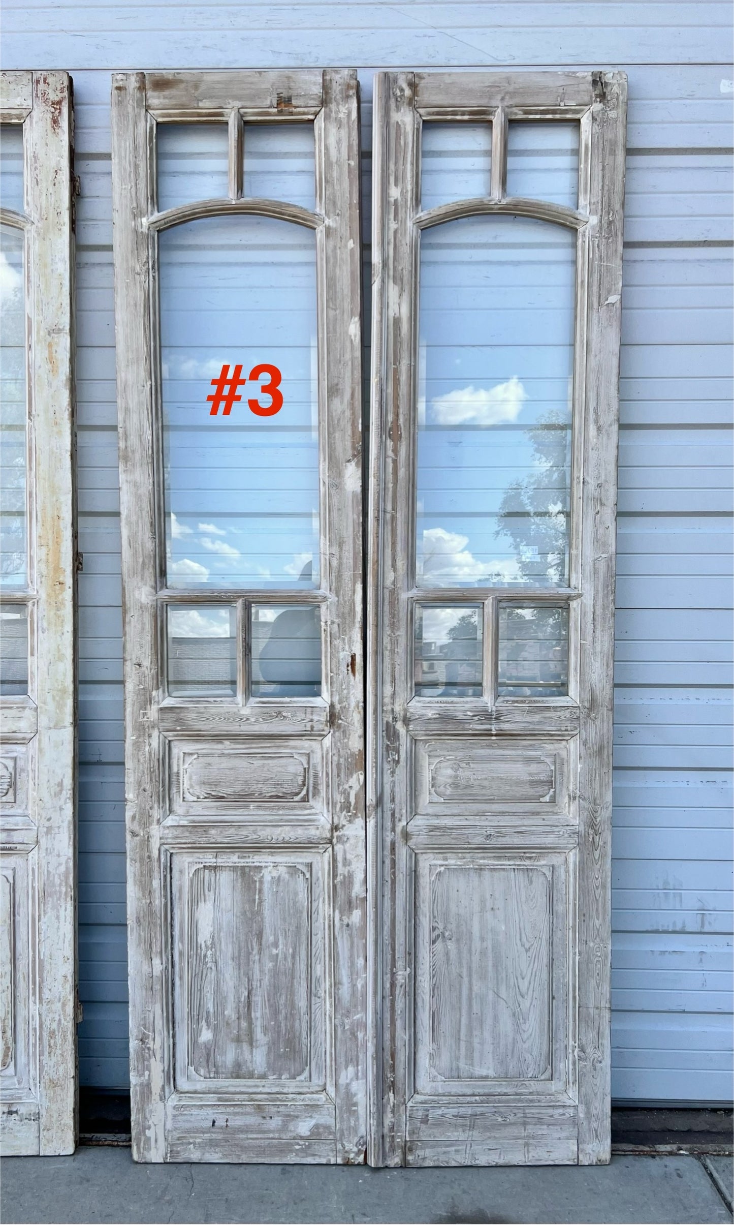 Pair of Washed Antique Doors w/10 Lites