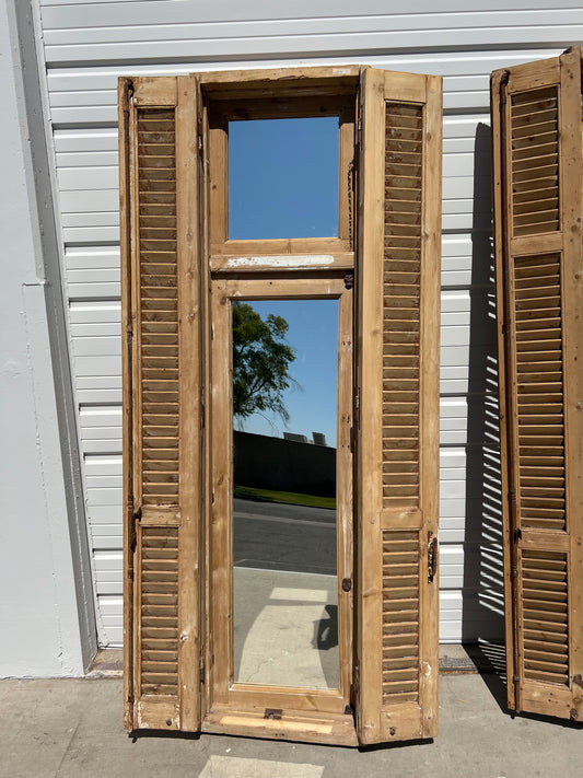 Rectangle Single Pane Mirrored Window and Transom Shutter Set