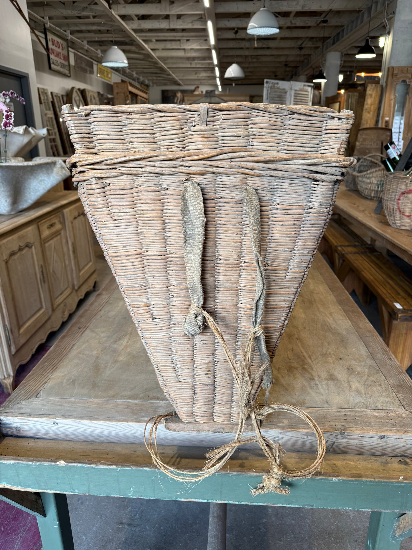 French Wicker Grape Gathering Hod/Basket