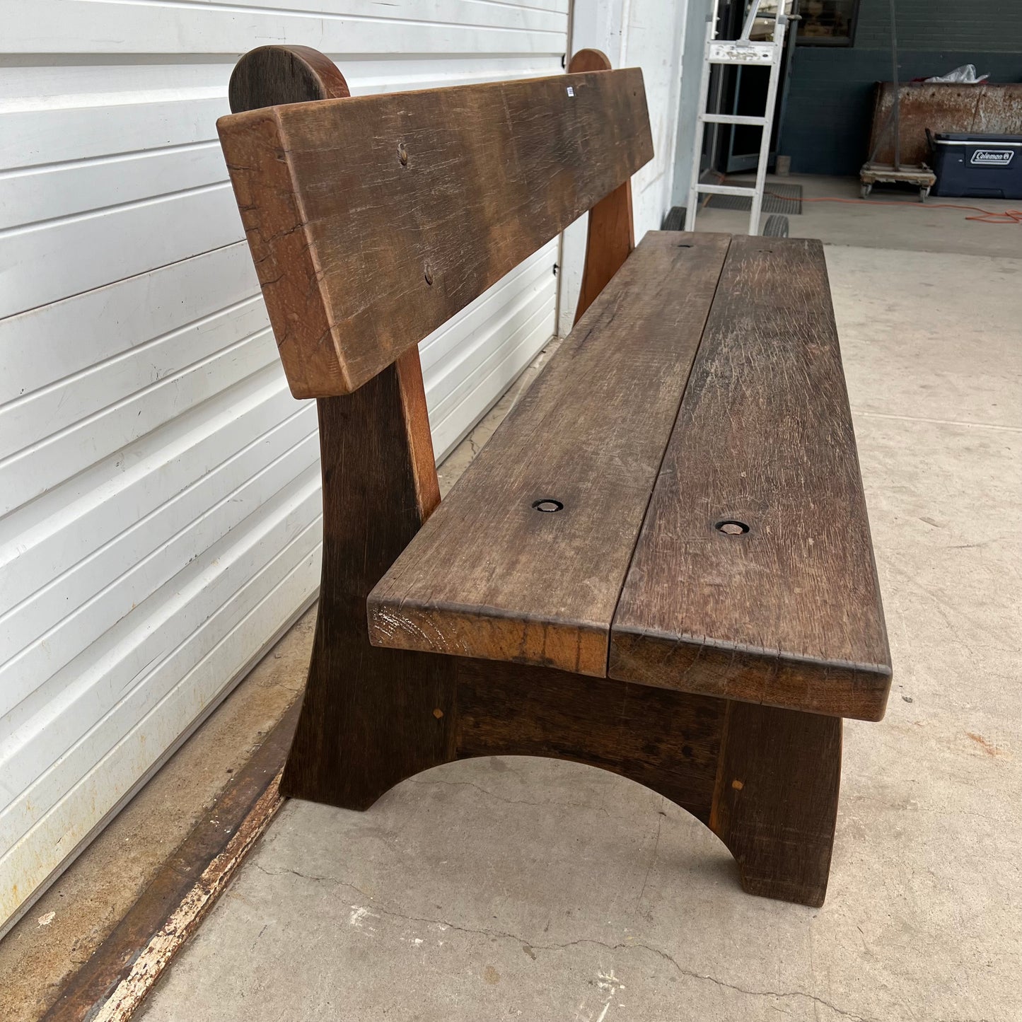 Large Wood Bench w/Back