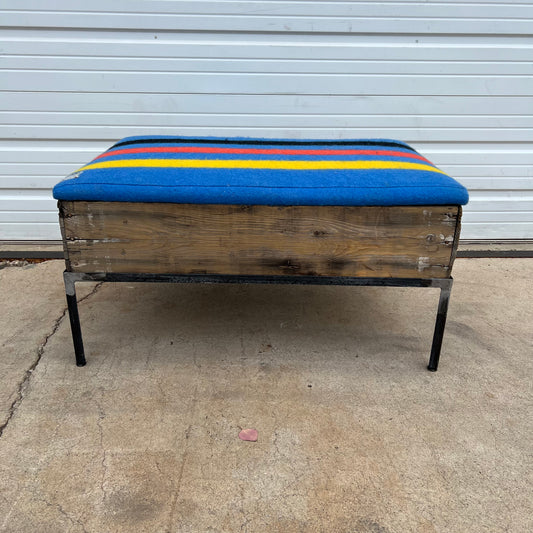 Raisin Box Ottoman with Camp Blanket Top