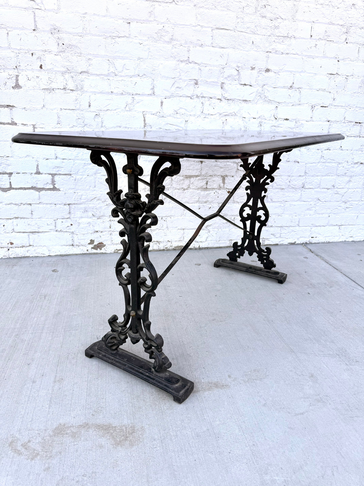 Vintage Pub Table with Wood top and Cast Iron Base