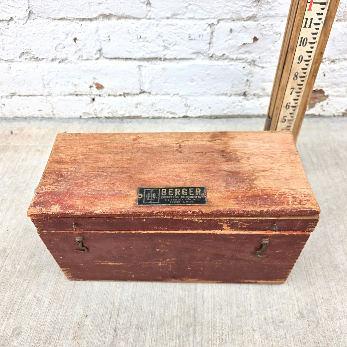 Vintage Berger Transit Surveyor's Level in Original Case with Tripod and Measuring Stick (Architectural)