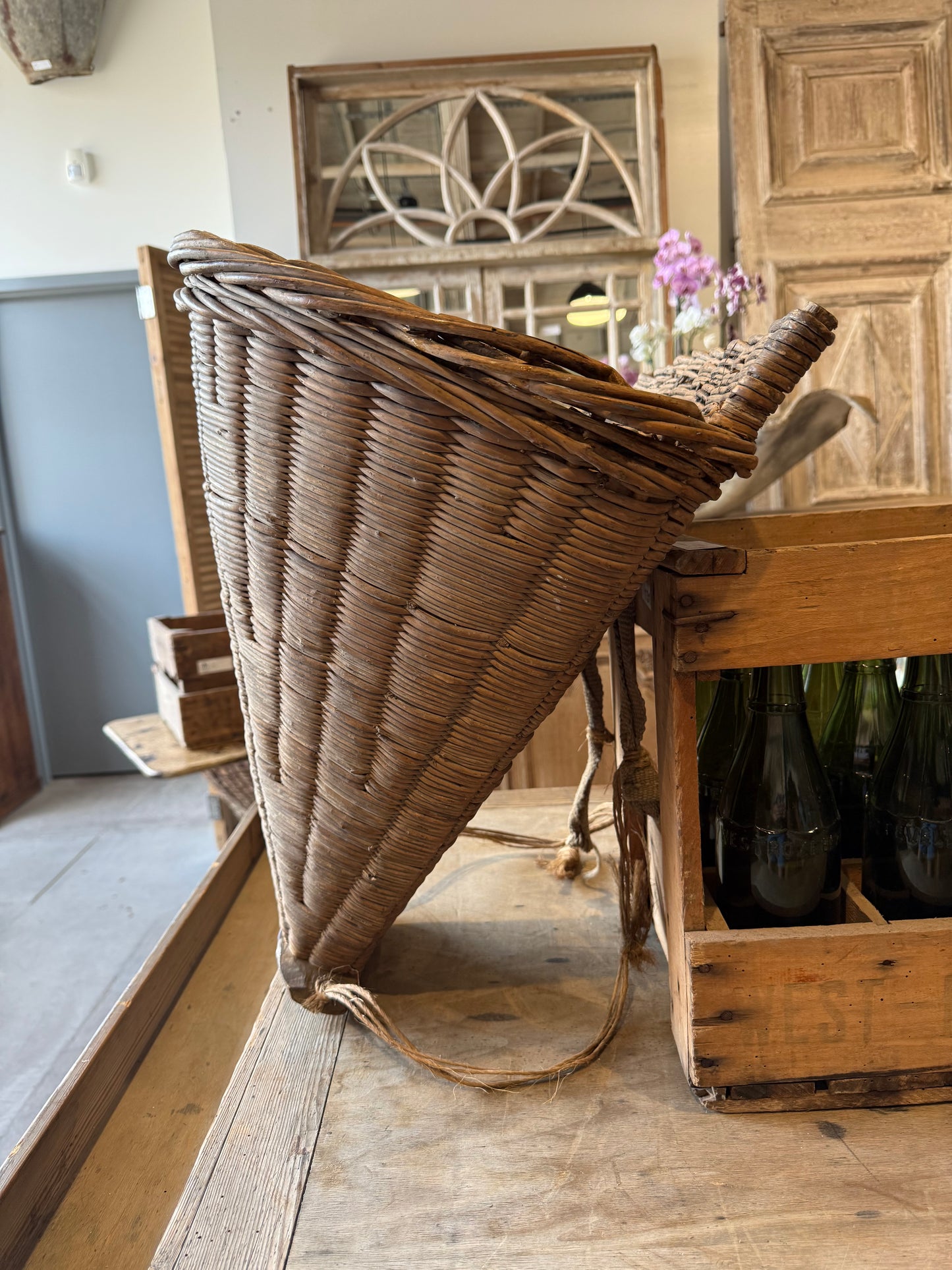 French Wicker Grape Gathering Hod/Basket