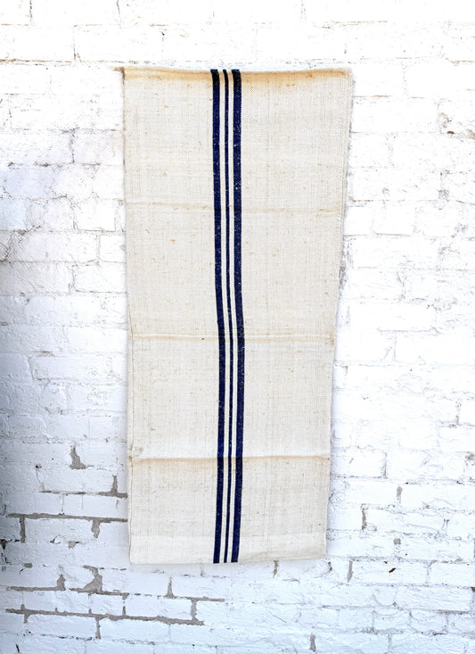 White French Grain Sack with Blue Stripe