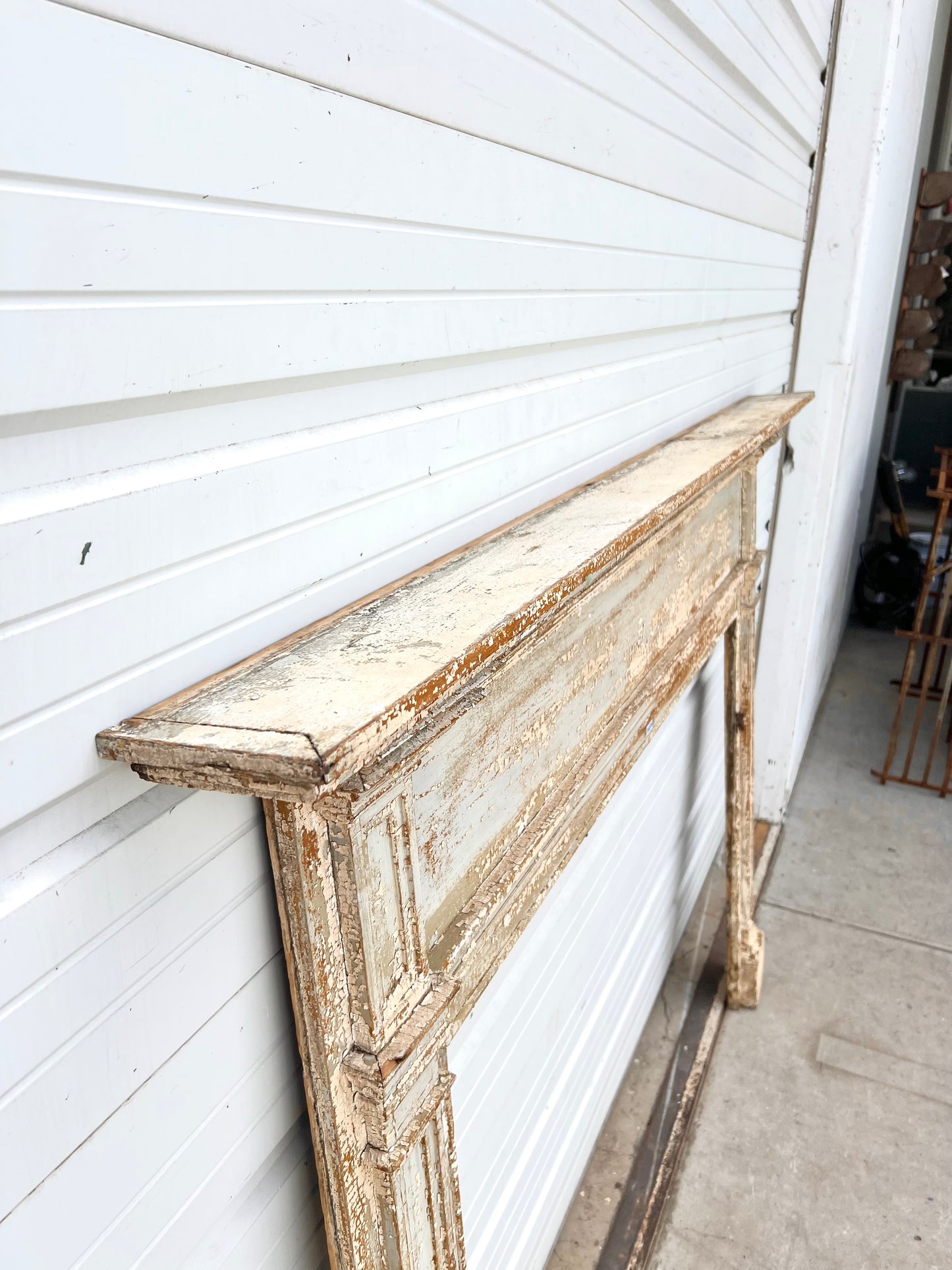 Early Wooden Painted Fireplace Mantle