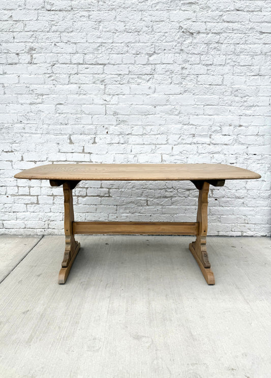 Stripped Oak English Trestle Table