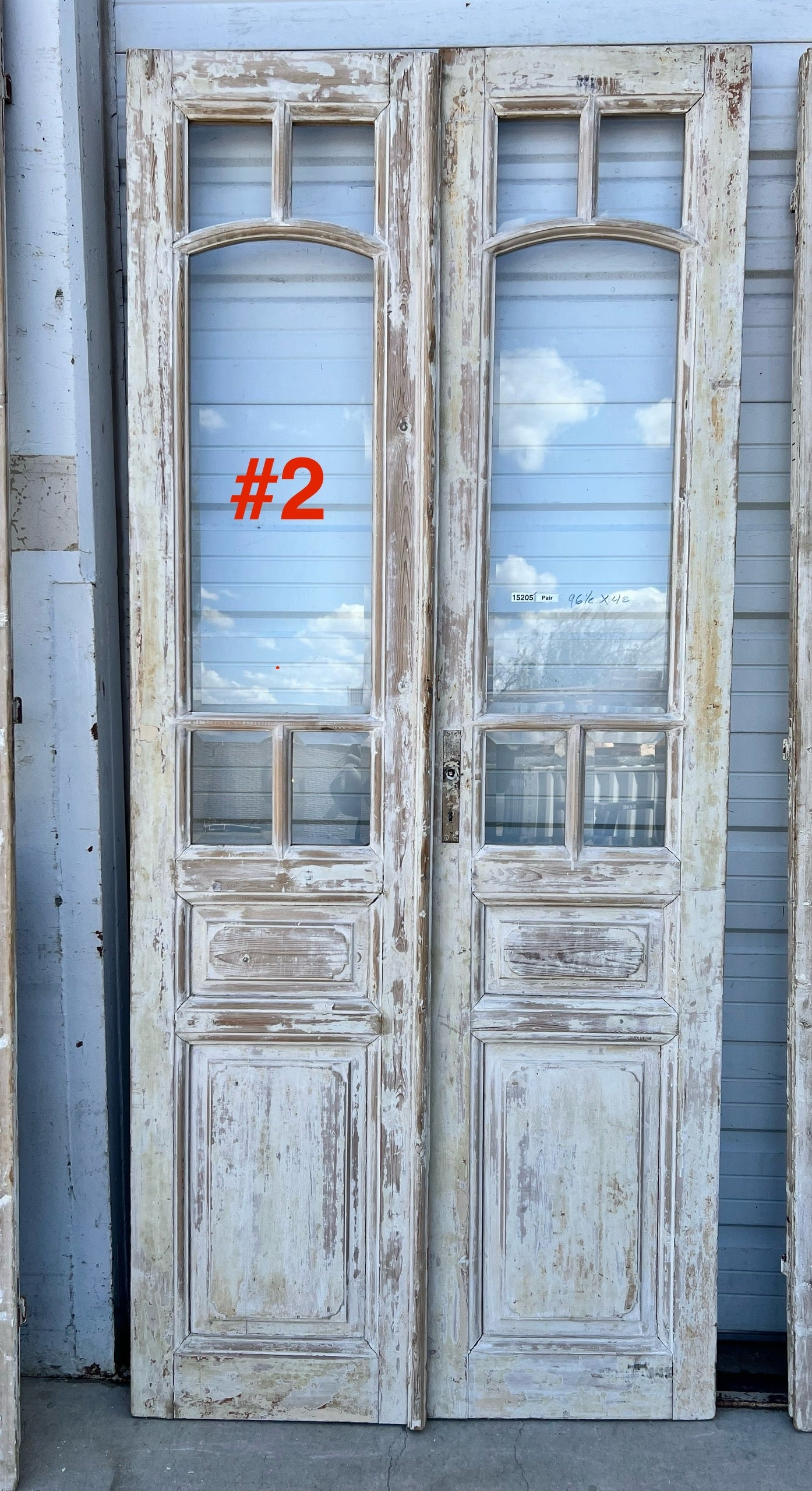 Pair of Washed Antique Doors w/10 Lites