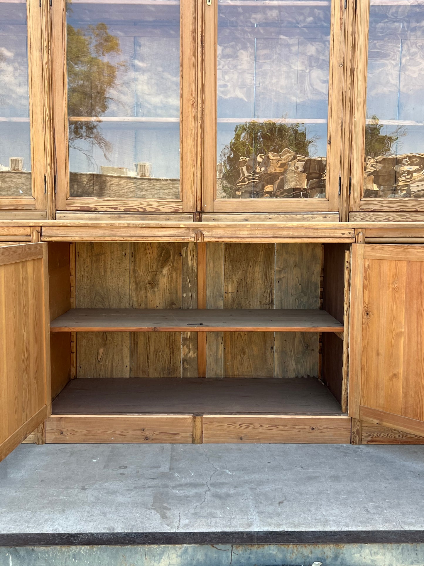 Stately Wood and Glass Front Bookcase Display Cabinet