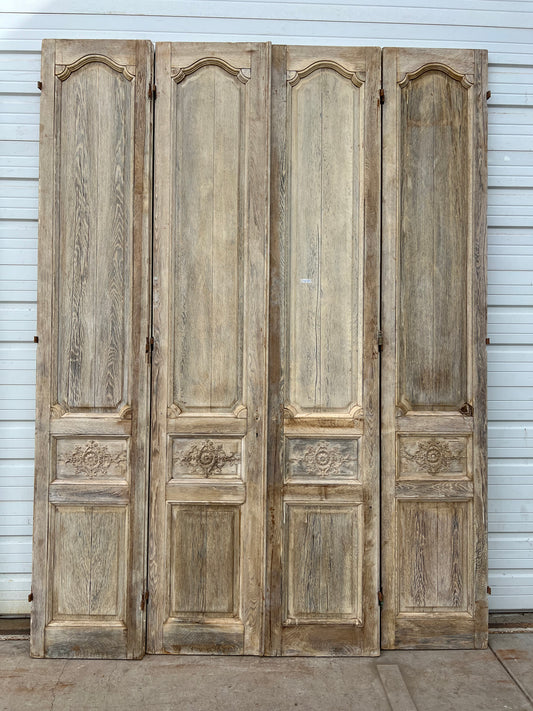 Set of 4 Washed Wood Doors w/4 Floral Panels