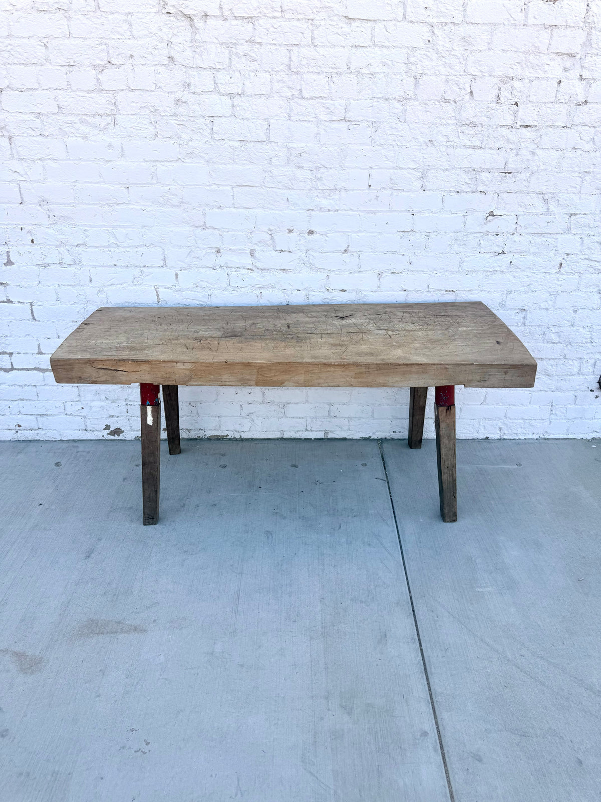 French Bleached Butcher Block Work Table