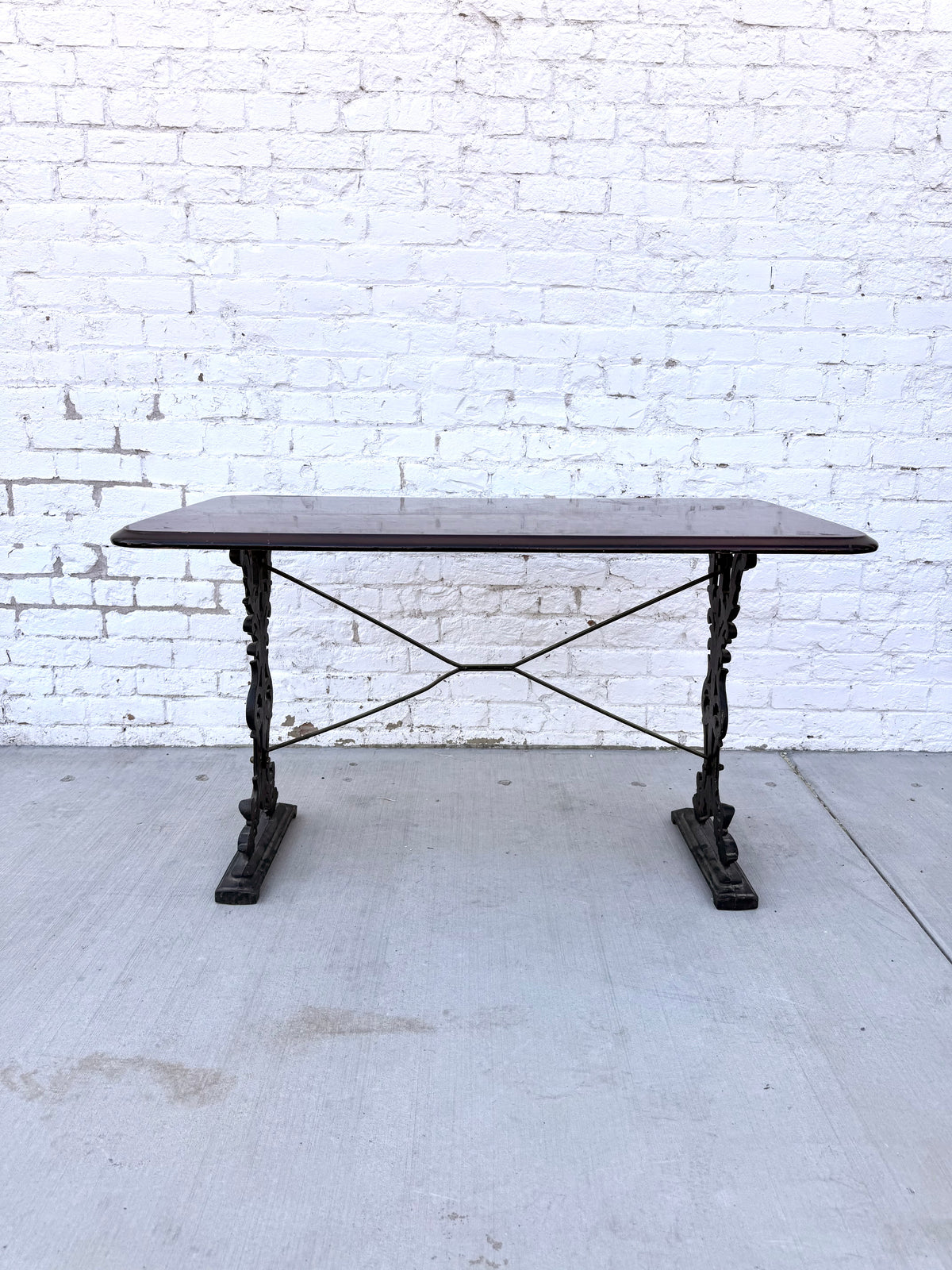 Vintage Pub Table with Wood top and Cast Iron Base