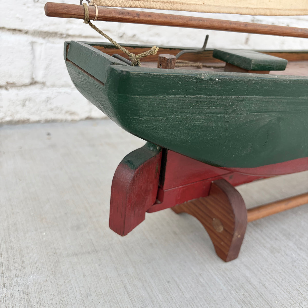 Handmade Pond Boat on Stand