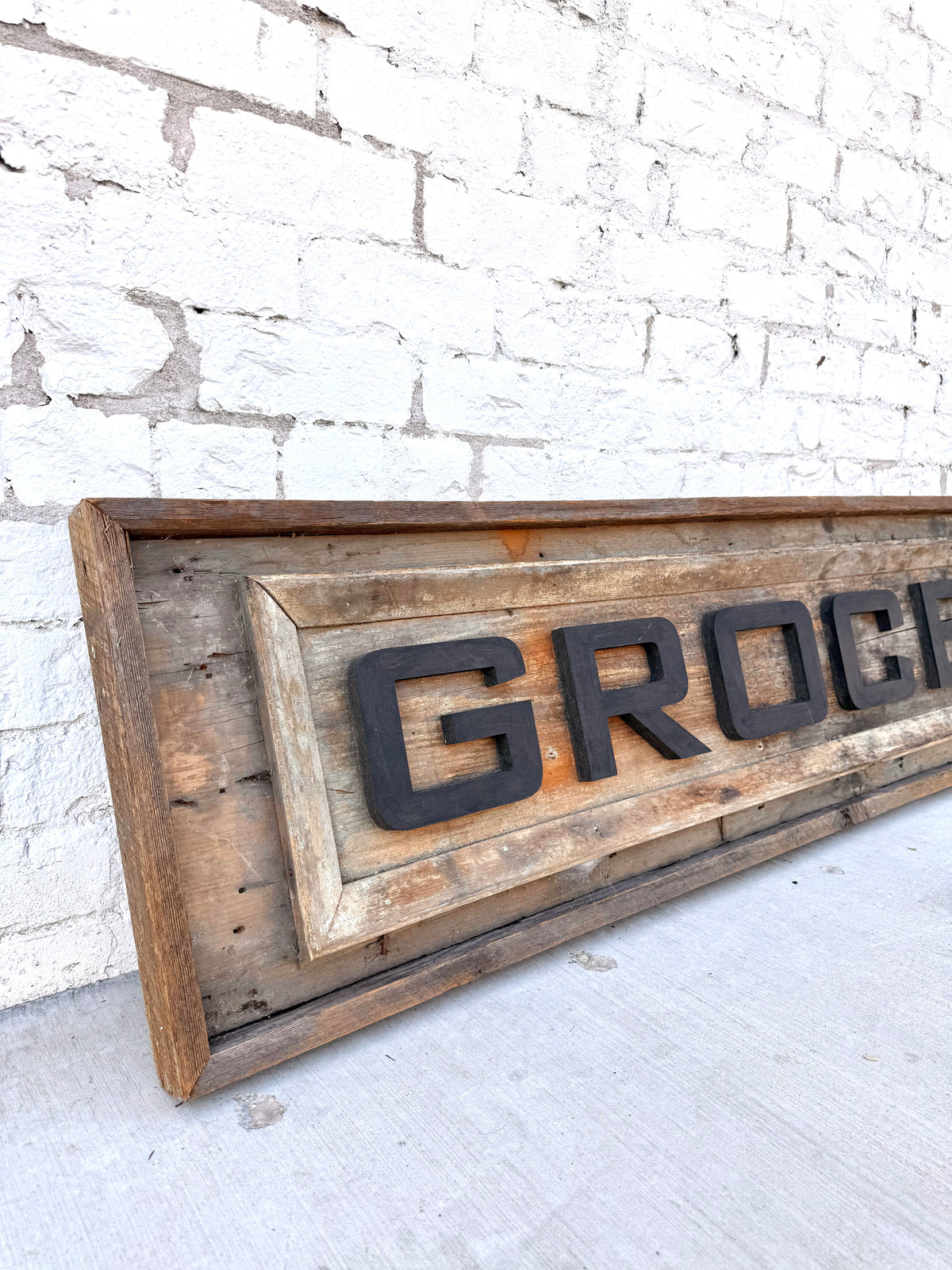 Vintage Wooden Grocery Sign