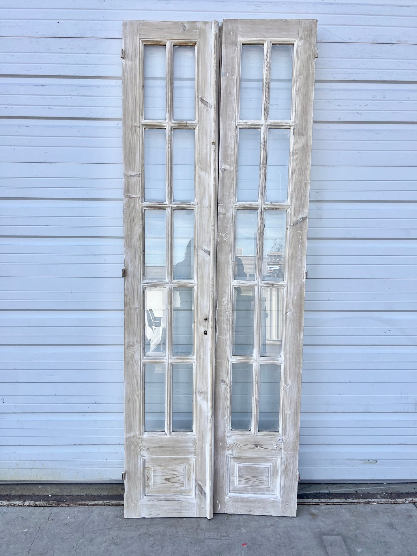 Pair of Washed Wood Doors w/20 Lites