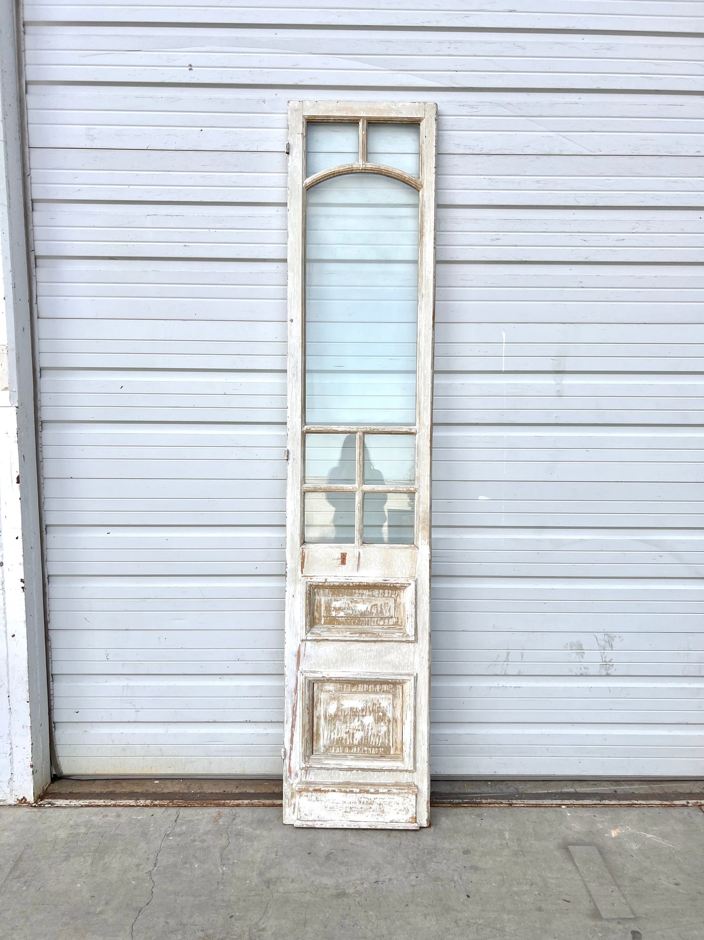 Single 2 Panel 7 Lite Washed Wood French Antique Door