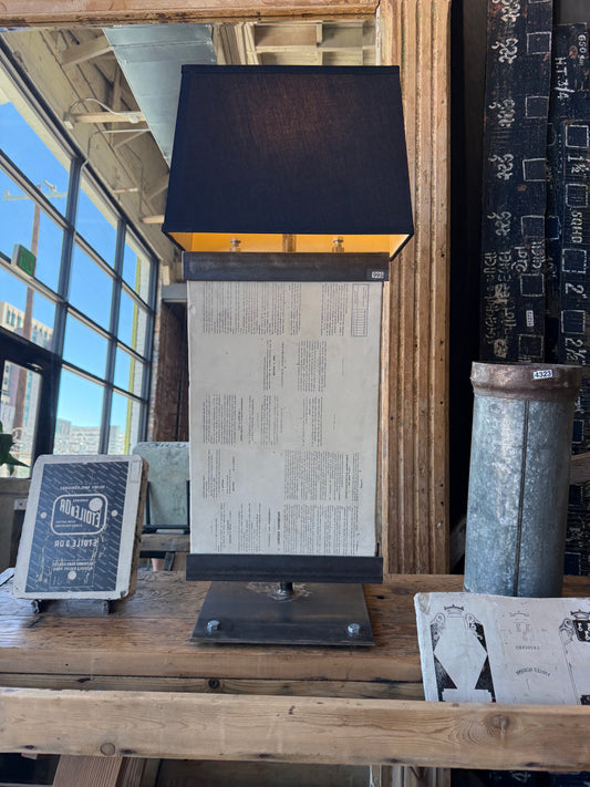Repurposed Lithography Stone Lamp / Light