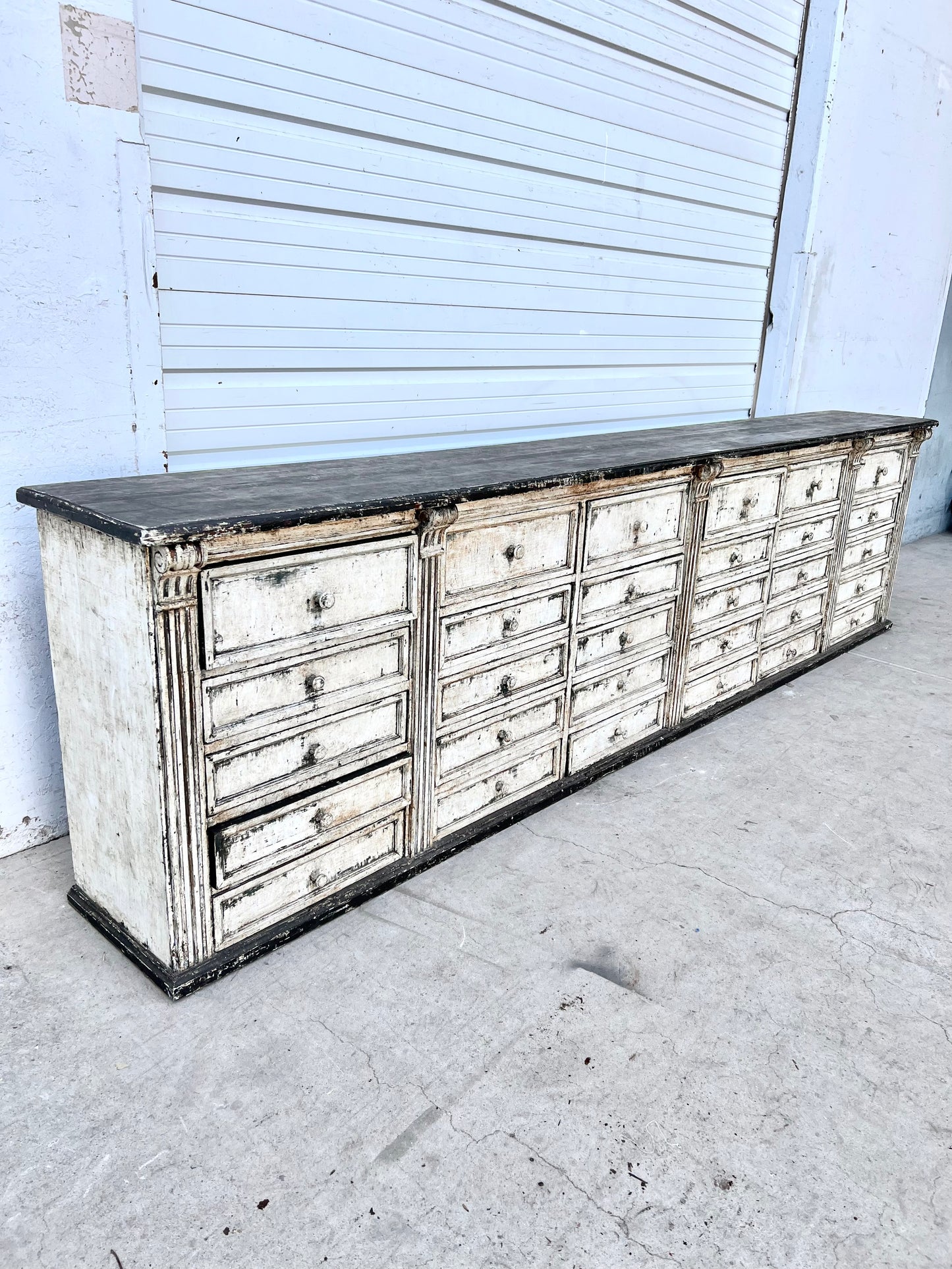 19th C. French 30 Drawer Apothecary Counter