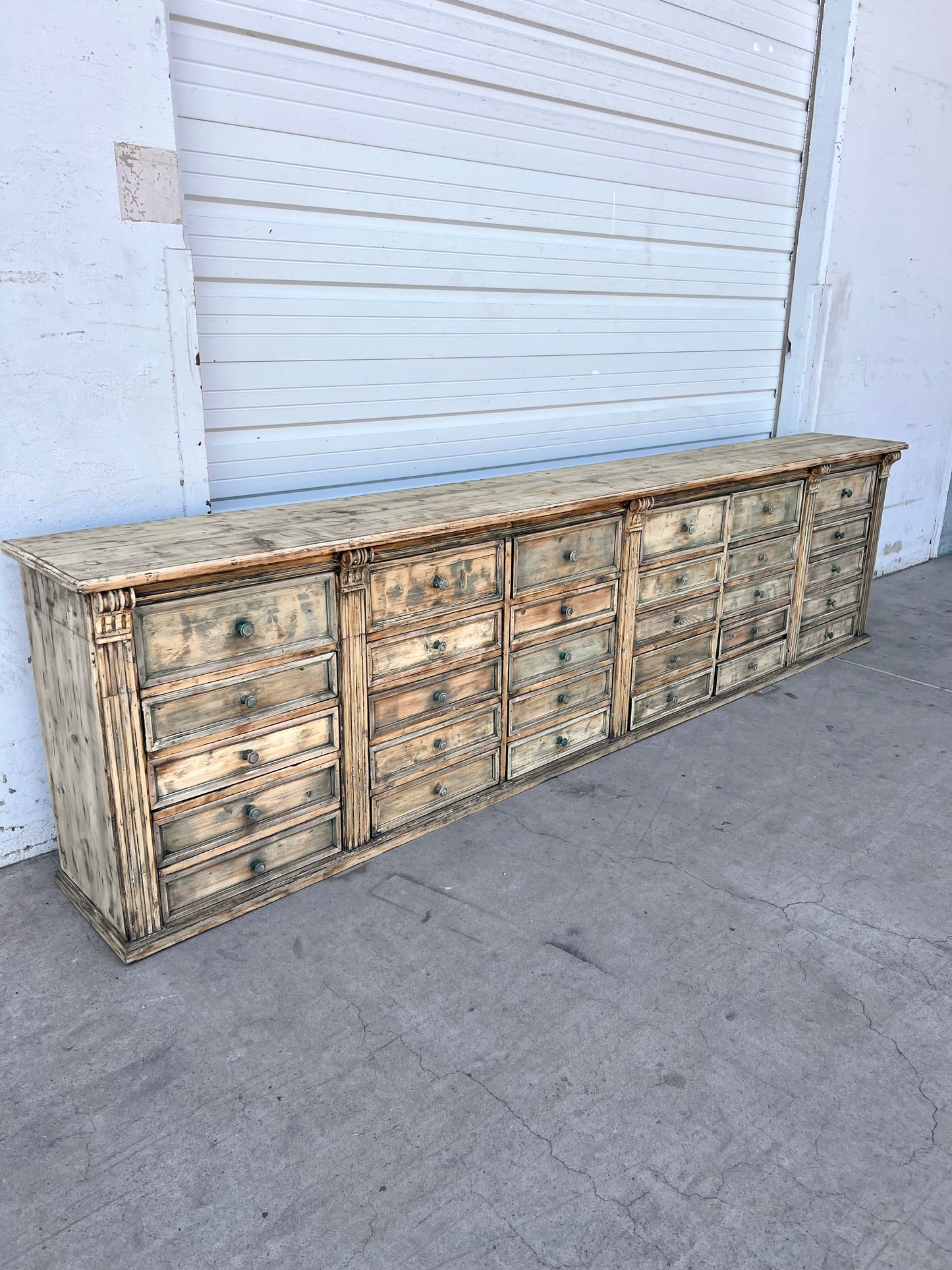 19th C. French 30 Drawer Apothecary Counter