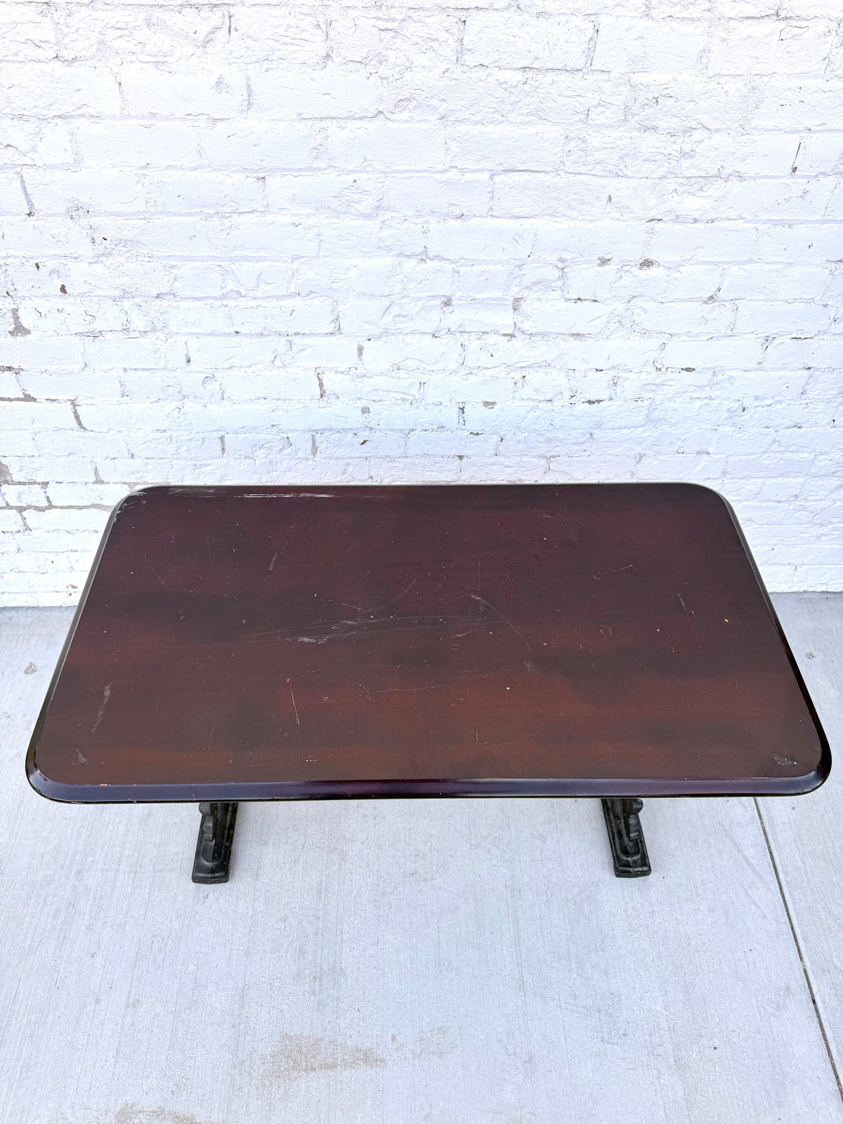 Vintage Pub Table with Wood top and Cast Iron Base