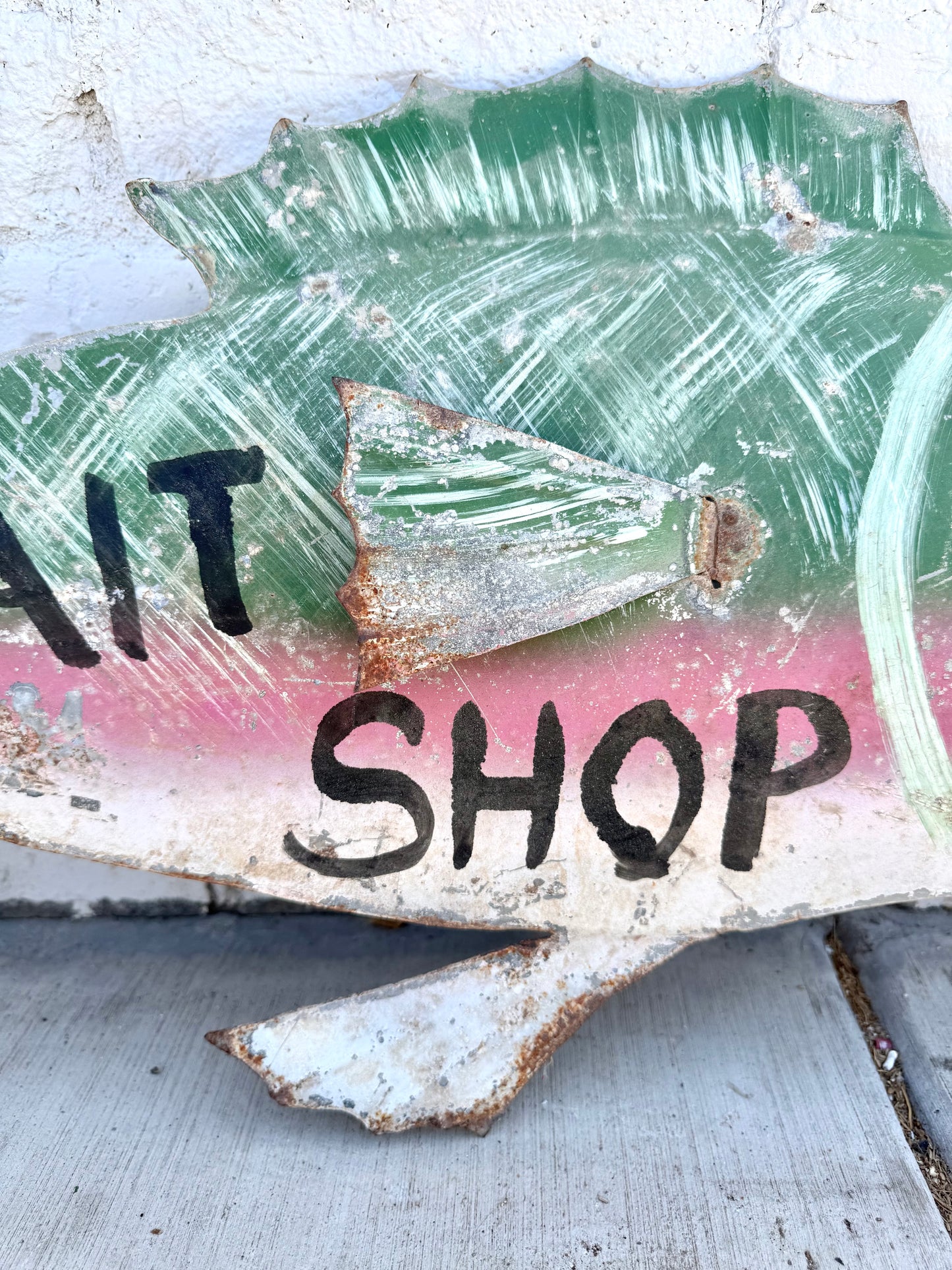 Vintage Handmade Metal Bait Shop Sign