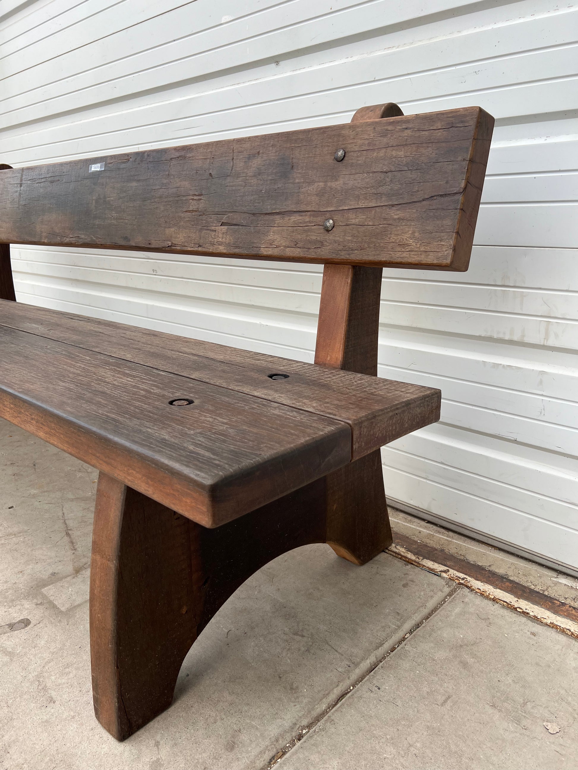 Large Wood Bench w/Back – Antiquities Warehouse