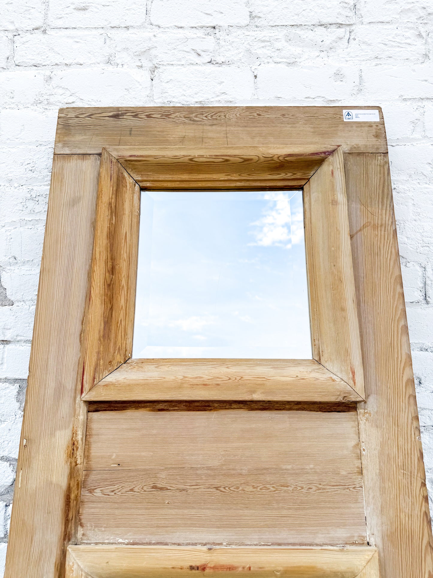 Antique Natural Wood Rectangle Double Mirror