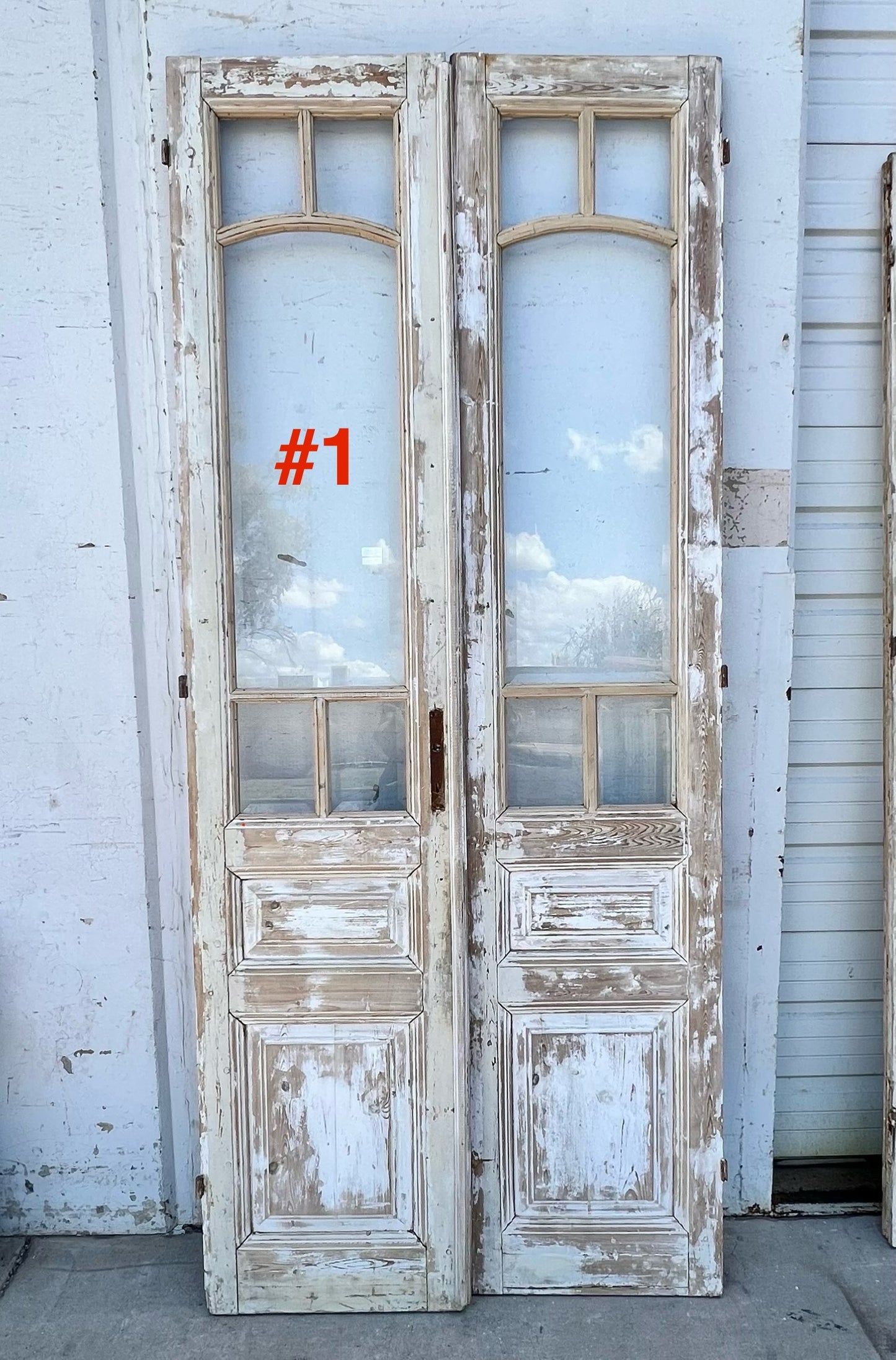 Pair of Washed Antique Doors w/10 Lites