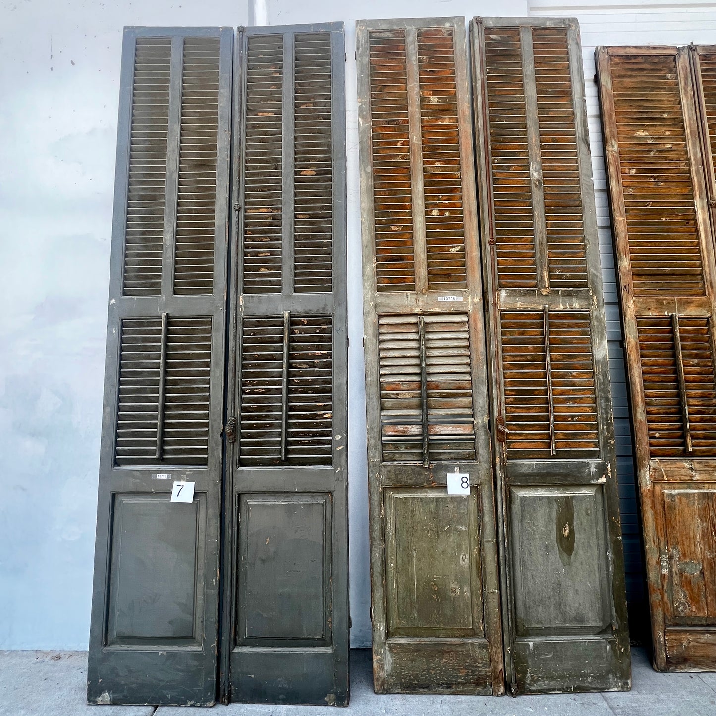 Pair of Tall French Wood Shutters
