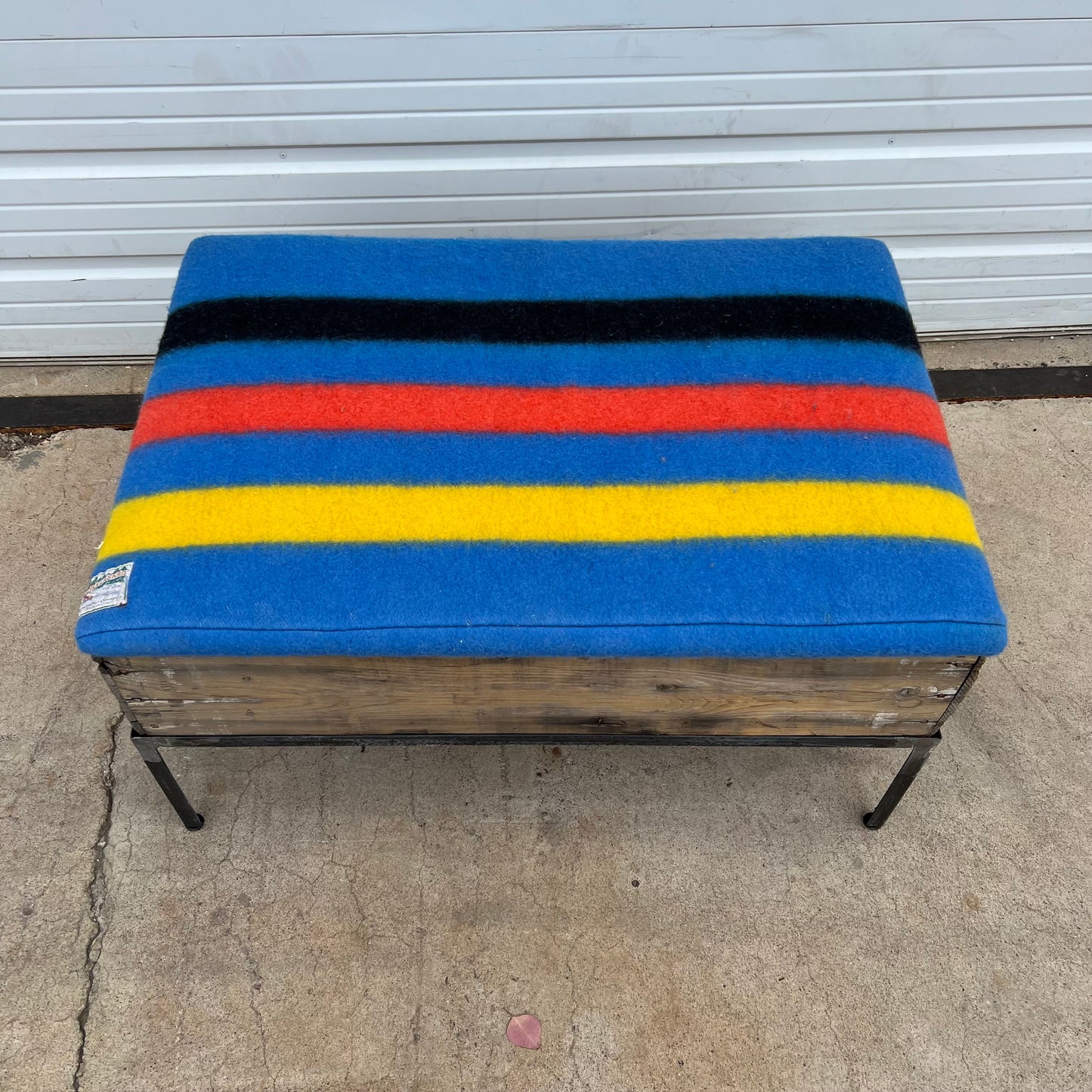 Raisin Box Ottoman with Camp Blanket Top