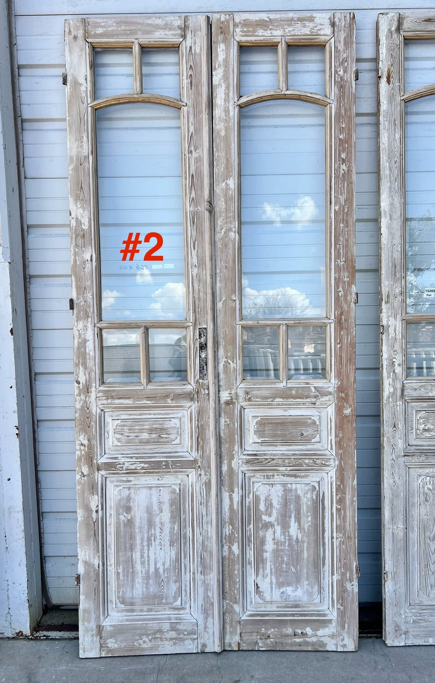 Pair of Washed Antique Doors w/10 Lites