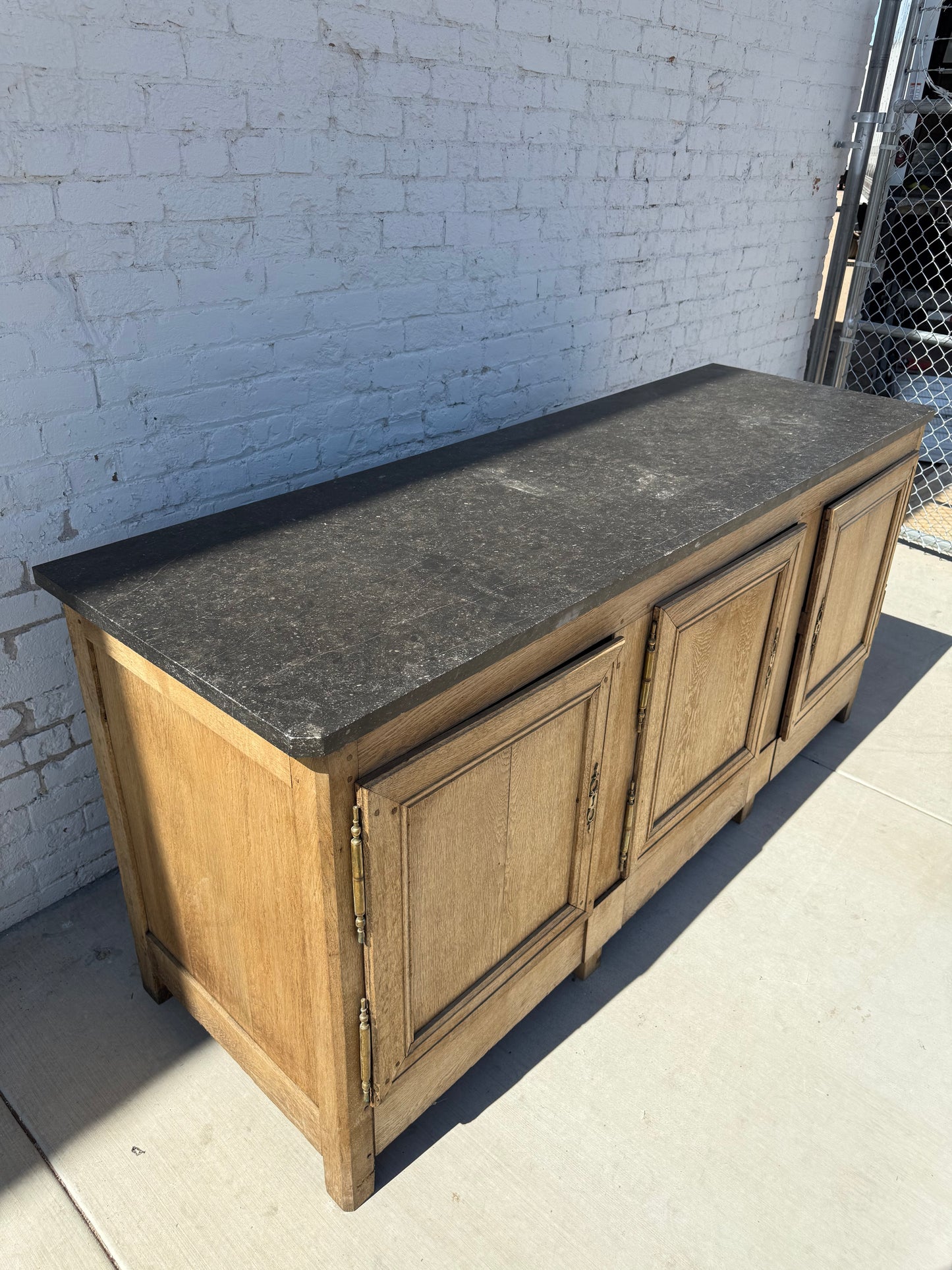 Bleached Oak Sideboard With Marble Top, c.1850 from Bretagne Region of France