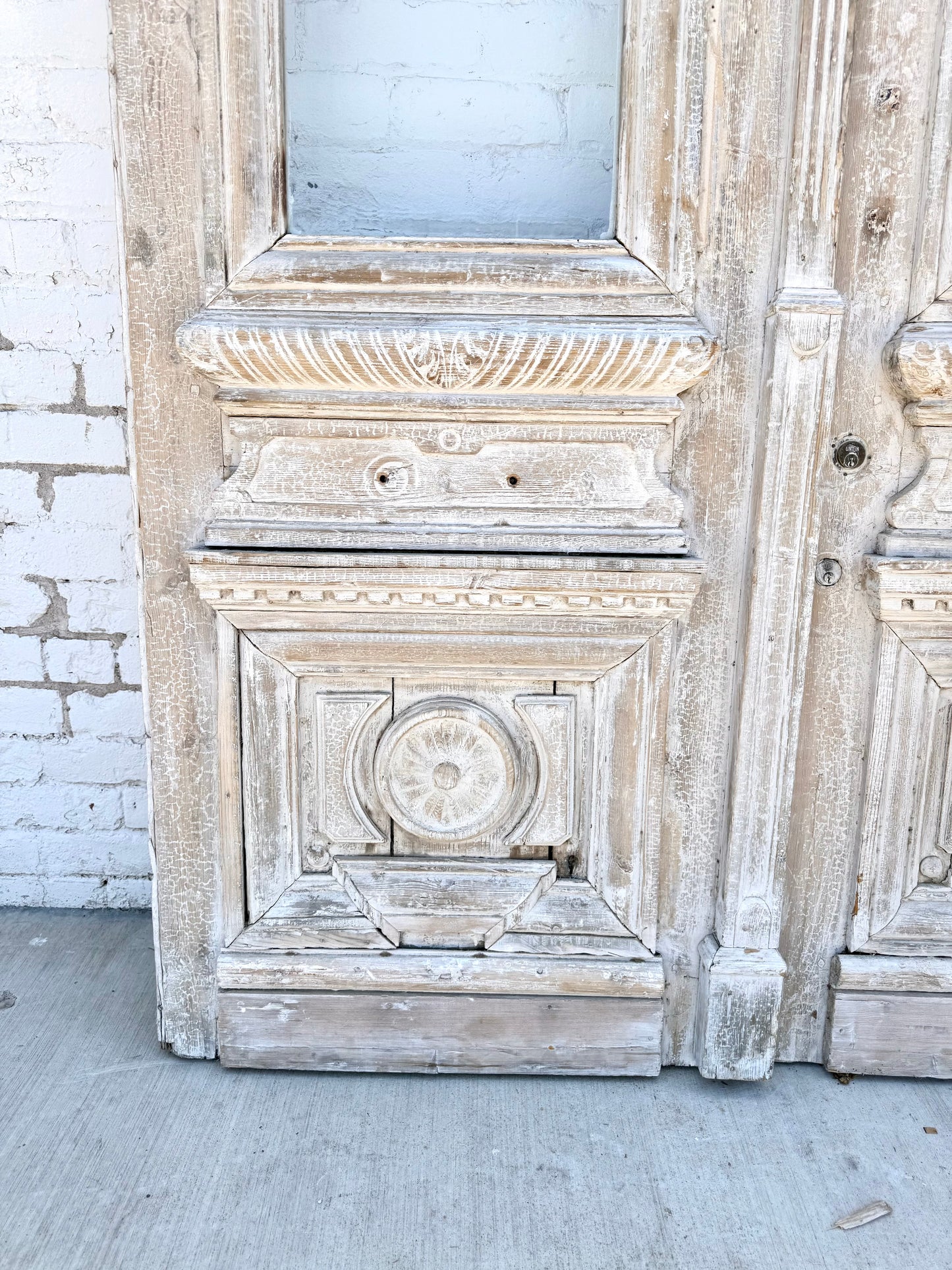 Pair of Washed French Carved Entrance Doors
