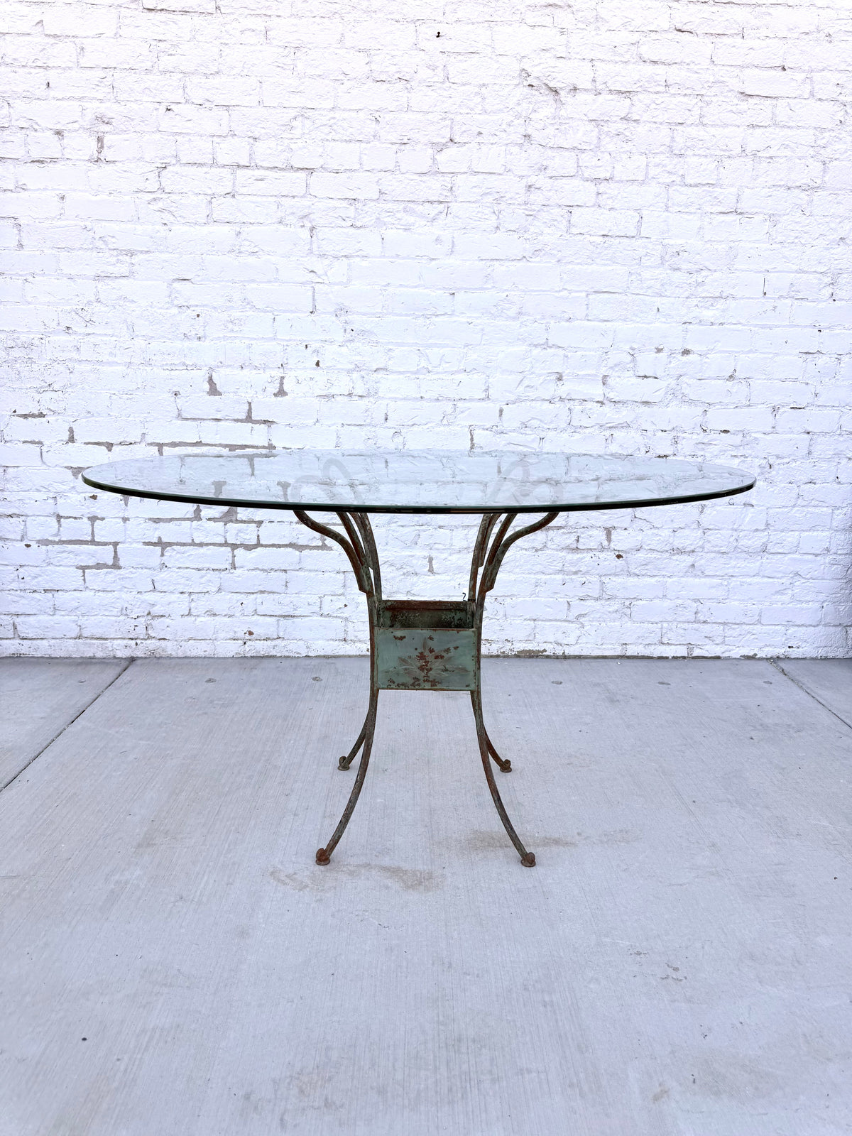 French Glass Top Garden Table