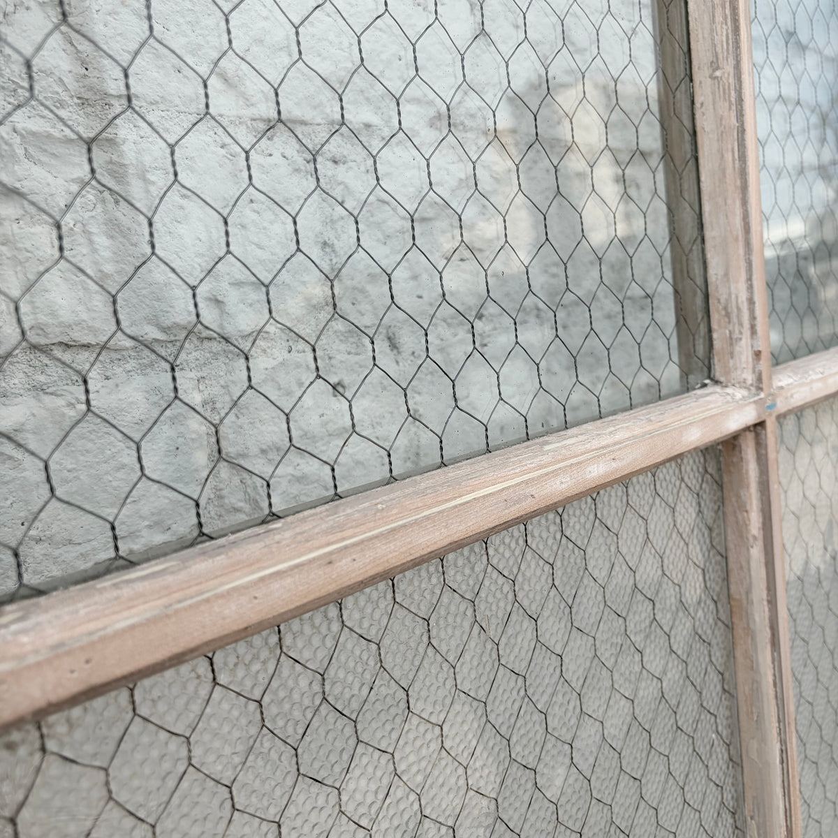 Vintage Wooden Door with Chicken Wire Glass