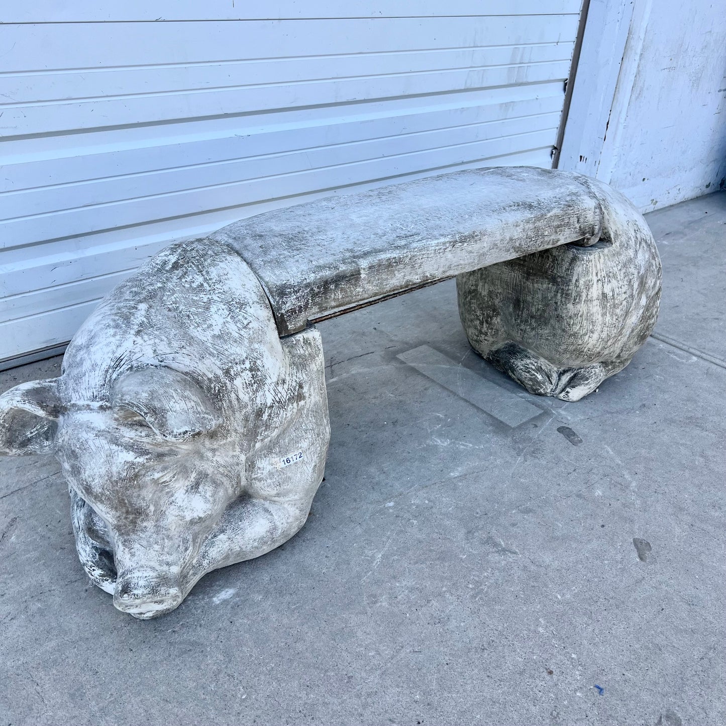 Concrete Pig 3-Piece Garden Bench