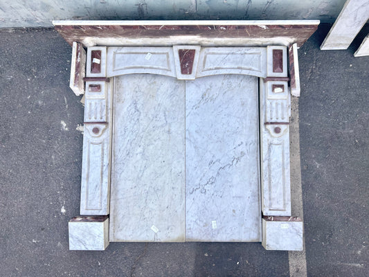 French White and Red Marble Fireplace Surround
